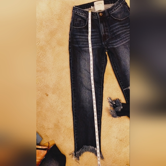 NWOT One Teaspoon Awesome Baggies Lone Star High Waist, Distressed Raw Hem Jeans - Picture 12 of 12